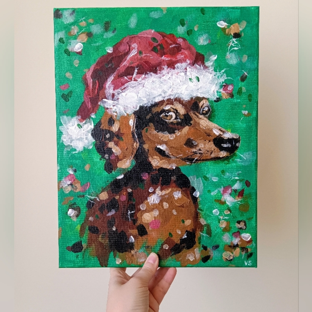 🐾 Dachshund Portrait – Original Acrylic Painting 11x14 | Brown Dog Art Handmade